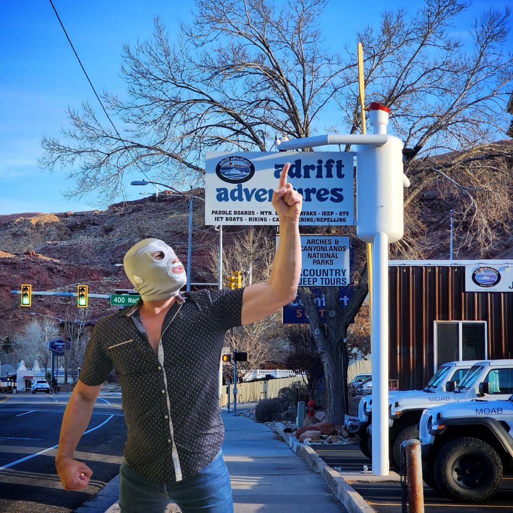 Pipeman Boxing Rowdy Roddy Pipeman, Moab, Utah - Land of the Bigs